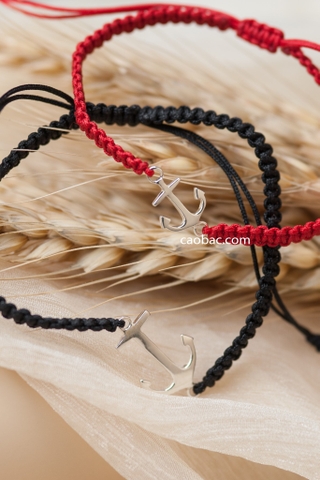 Lắc tay đôi bạc Việt Nam dây tết mỏ neo