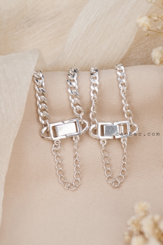 Lắc tay đôi bạc Việt Nam khóa bập sợi xích