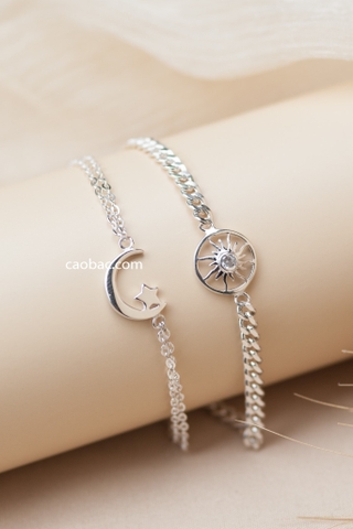 Lắc tay đôi bạc Việt Nam Moon Embracing Sun