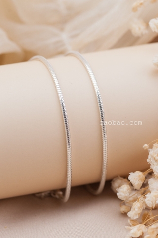 Lắc tay đôi bạc Việt Nam trơn tròn