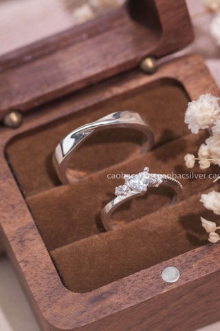 Nhẫn đôi bạc Việt Nam Heart to Heart Couple Rings (301)