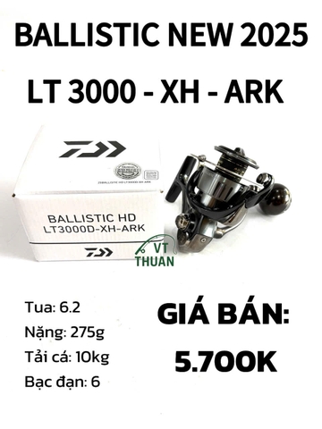Máy câu Daiwa Ballistic HD NEW 2025 LT 3000D / 4000D / 5000D chính hãng – Chống nước, siêu bền, siêu nhẹ