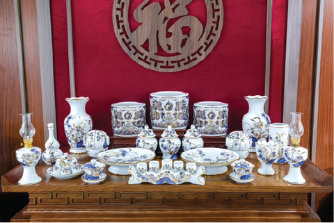 Bộ đồ thờ Sen Chàm Vàng Kim