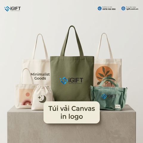 Túi vải Canvas in logo theo yêu cầu cho doanh nghiệp
