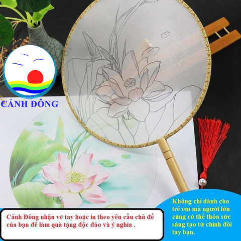 Quạt cầm tay trơn - Nhận vẽ tay tô màu , thêu , in nội dung theo yêu cầu đường kính 24 cm  ( nhắn tin cho shop khi cần làm theo yêu cầu)