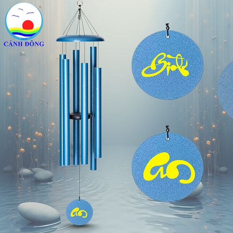 Chuông gió nhạc thiền Cảnh Đông – 6 thanh kim loại lớn – Treo ban công, sân vườn