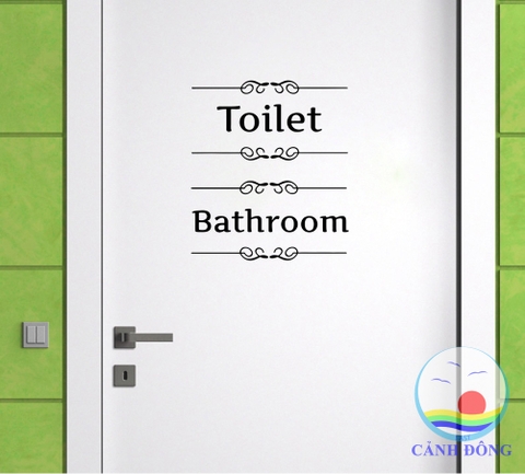 Decal dán cửa chữ TOILET - BARTHROOM