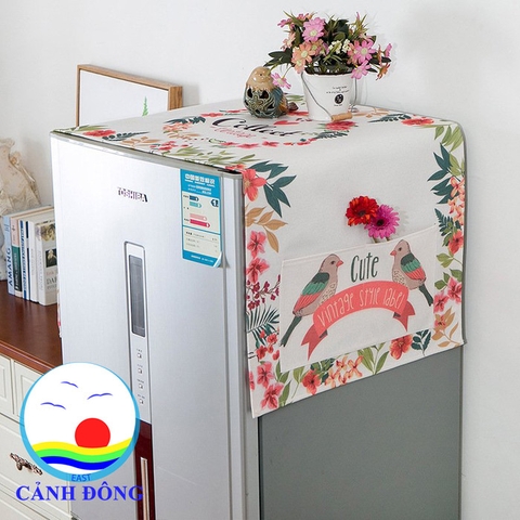 Khăn phủ tủ lạnh máy giặt chống bụi chống thấm họa tiết độc đáo sinh động ý nghĩa