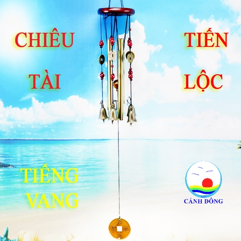 Chuông gió phong thủy CHIÊU TÀI TIẾN LỘC 5 CHUÔNG KHẮC CHÚ