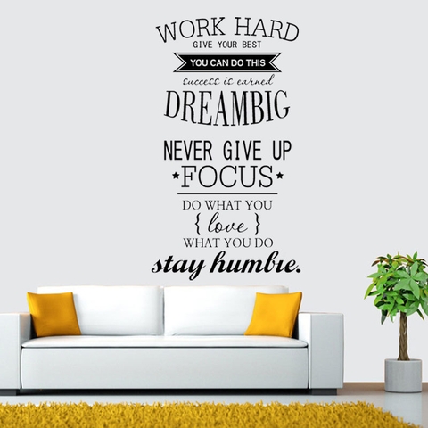 Giấy dán tường chữ truyền động lực WORK HARD - DREAM BIG