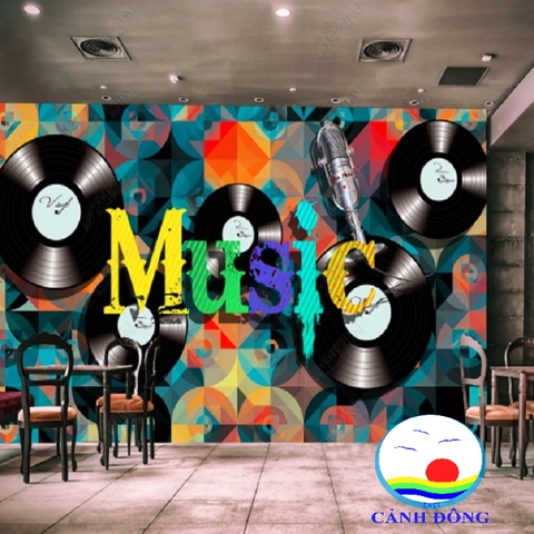 Decal Dán Tường Âm Nhạc Music Trang Trí Quán, Dán Kính, Gỗ Màu Sắc Độc Đáo