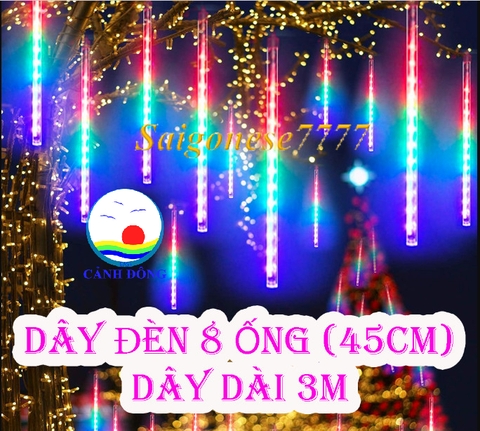 Dây đèn led nhiều màu trang trí tết, trang trí quán sang trọng dài 3m gồm 8 ống 45 cm