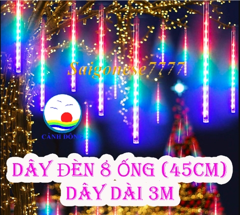 Dây đèn led nhiều màu trang trí tết, trang trí quán sang trọng dài 3m gồm 8 ống 45 cm