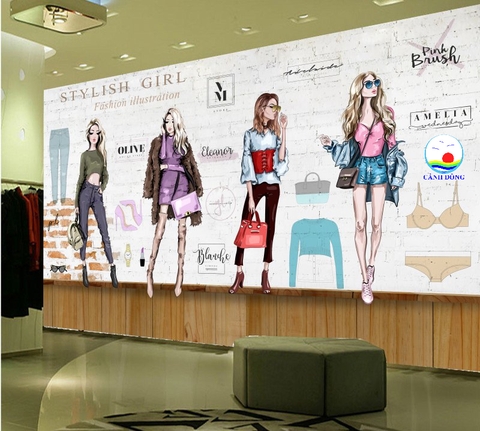 Trang trí shop quần áo thời trang nữ đẹp Decal dán tường dán kính , gỗ  - in theo size yêu cầu trên nhiều chất liệu - sẵn keo dán dễ