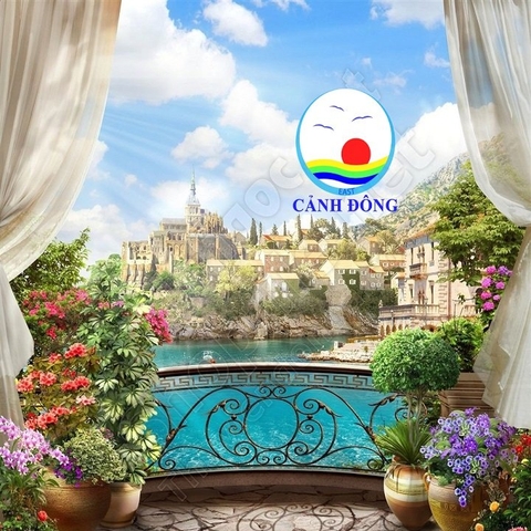 Decal dán tường vườn hoa ban công mở rộng không gian xanh, trang trí sang trọng - in theo size yêu cầu trên nhiều chất liệu - sẵn keo dán dễ