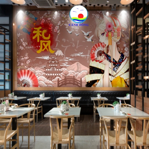 Giấy dán tường phong cách Nhật Bản trang trí nhà hàng, quán, studio sang trọng