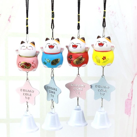 Chuông gió mèo thần tài nhiều màu sắc