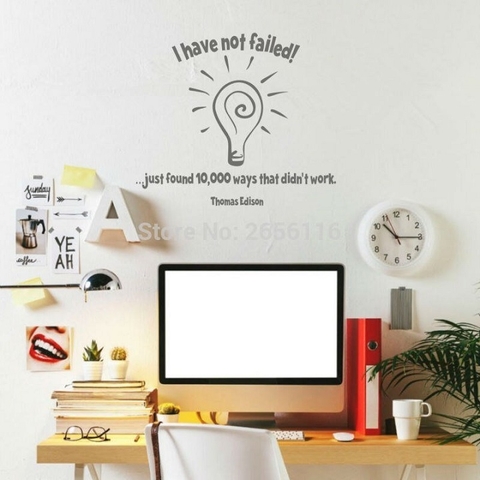 Decal dán tường chữ truyền động lực dẫn đến thành công của Thomas Edison