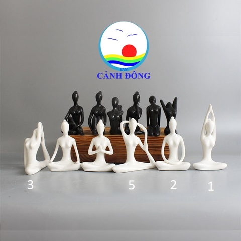 Tượng yoga thiền nhiều tư thế màu trắng đen sang trọng ý nghĩa
