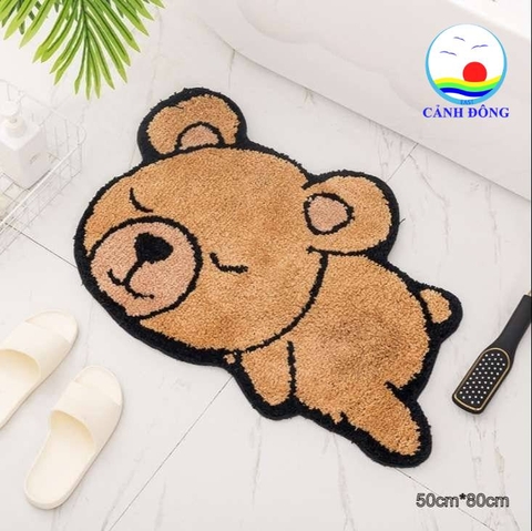 Thảm lau chân hình gấu cute -thảm chùi chân chống trơn trượt trang trí nhà cửa