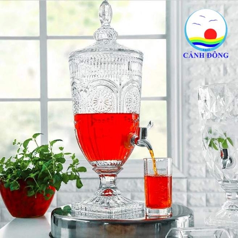 Bình thuỷ tinh đựng nước hoàng gia có vòi 5 lít cao cấp trang trí sự kiện, phòng khách sang trọng
