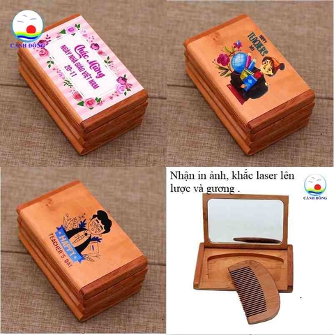 Quà tặng thầy cô giáo 20 -11 bộ gương lược gỗ , quà tặng bạn bè, đối tác, người thân ý nghĩa in và khắc nội dung theo yêu cầu