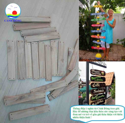 Thanh gỗ trơn tự nhiên đã đục 4 lỗ sẵn tạo biển hiệu quảng cáo, menu, bảng gỗ treo cửa,trang trí handmade sáng tạo