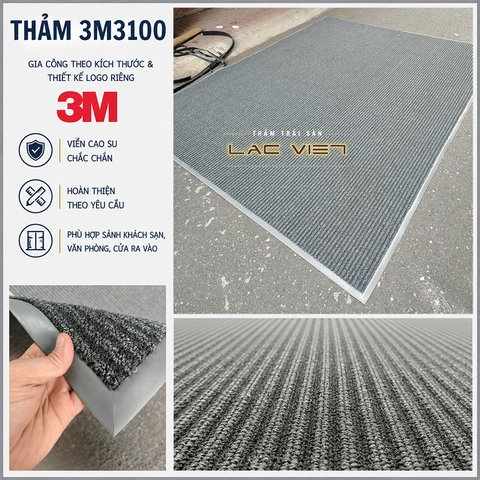 Thảm 3M 3100 Chính Hãng | Đặt Kích Thước, Viền Cao Su, Thêu Logo