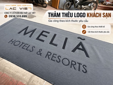 Cận cảnh thảm logo khách sạn Melia sau khi hoàn thiện