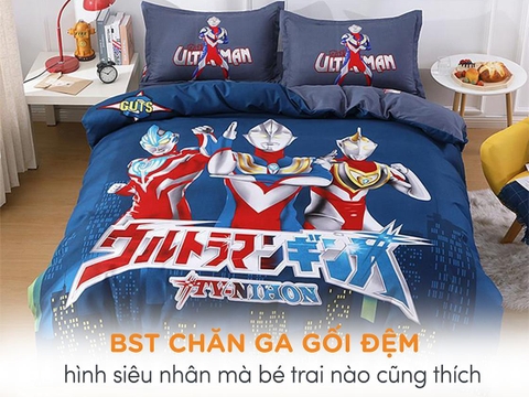 BST chăn ga gối đệm hình siêu nhân mà bé trai nào cũng thích