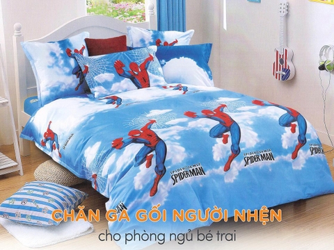 Mẫu chăn ga gối hình người nhện Spider Man cho bé trai dưới 15 tuổi