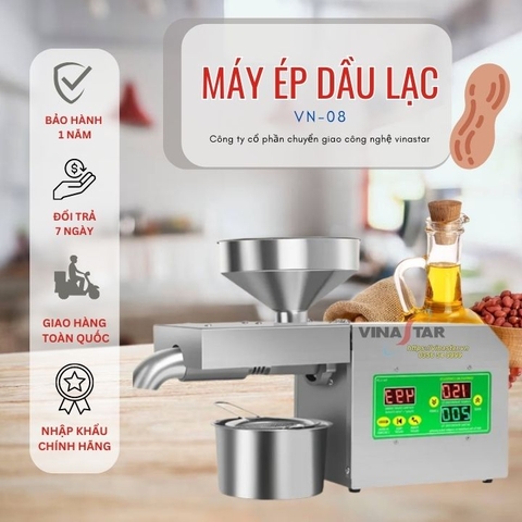 Máy ép dầu đậu phộng gia đình VN08. Ép dầu lạc, dầu mè, dầu hạt cải...