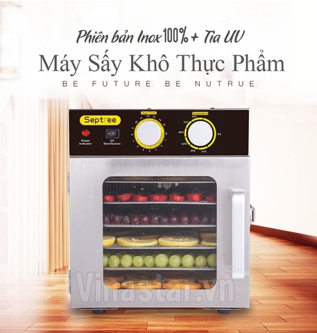 Tủ sấy thực phẩm 6 ngăn. Máy sấy hoa quả mini gia đình Inox. Máy làm thịt bò khô.