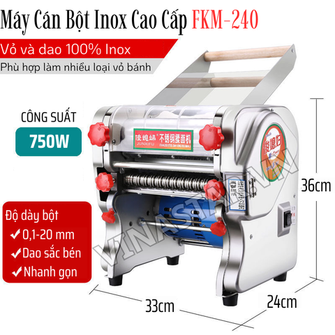 FKM-240 Máy Cán Bột Chuyên Dụng – Trục Lô 24Cm Rộng, Năng Suất Cao 40–50Kg Mì Mỗi Giờ