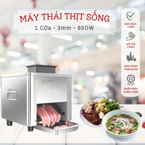 Máy thái thịt sống làm lẩu nướng. Thái thịt lợn bò gà, rau củ mềm. Loại 3mm