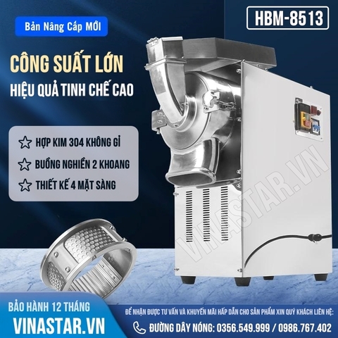 Máy Nghiền Dược Liệu 6 Búa Đập HBM-8513. Máy Nghiền Tam Thất 60kg/h