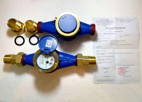 Đồng hồ nước lạnh cơ khí Unik  ren 49mm - Có Kiểm Định