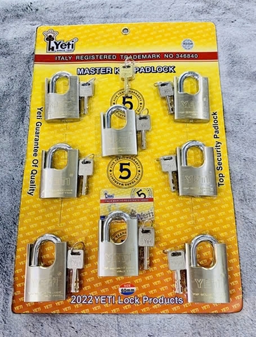 Bộ 8 ổ khóa chống cắt 60mm Yeti có chìa chủ mở được cả 8 ổ khóa cực kỳ chất lượng