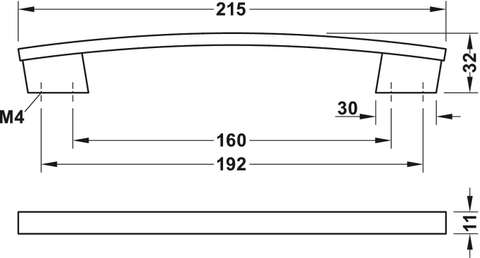 Tay Nắm Tủ H1345 Dài 214mm Hafele - 110.34.327