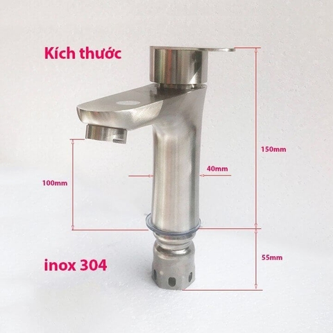 Vòi lavabo nóng lạnh inox SUS 304 Aspavn