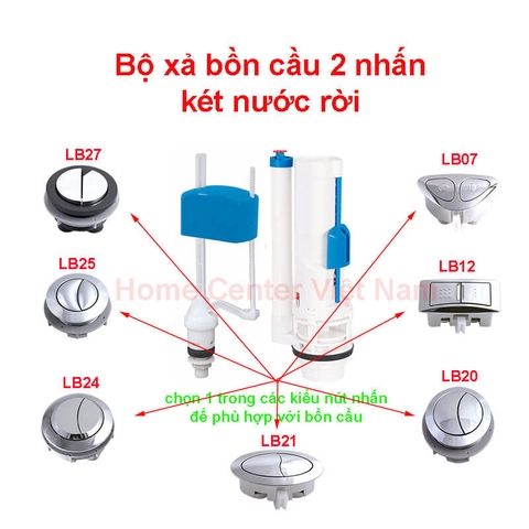 Bộ xả bồn cầu 2 nhấn két nước rời Paradise cấp Piston VS0407