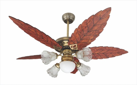 BT508-RM - Quạt trần đèn 5 cánh gỗ hình lá