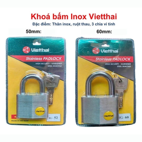 Ổ khóa bấm inox loại treo thương hiệu Vietthai