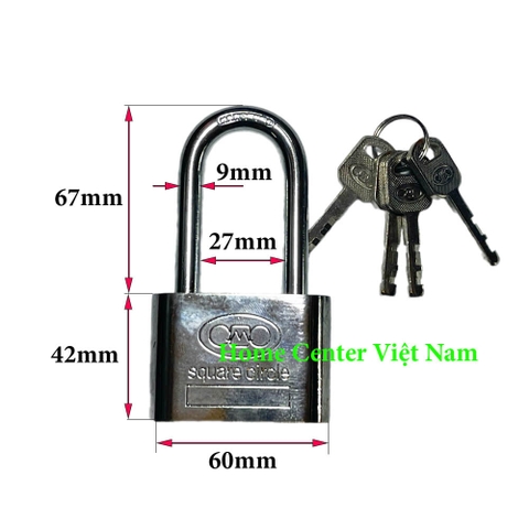 Ổ khóa càng dài có kích thước bề ngang của ổ là 60mm