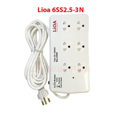 Ổ Cắm Điện Lioa 6SS2.5-3N Dây 3 Lõi 3.300W – Công Suất Lớn, An Toàn