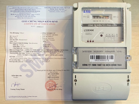 CÔNG TƠ ĐIỆN 3 PHA( ĐỒNG HỒ ĐIỆN 3 PHA) LSE 3 Pha 4 Dây Kiểu Điện Tử LS3E4M 3x10(120)