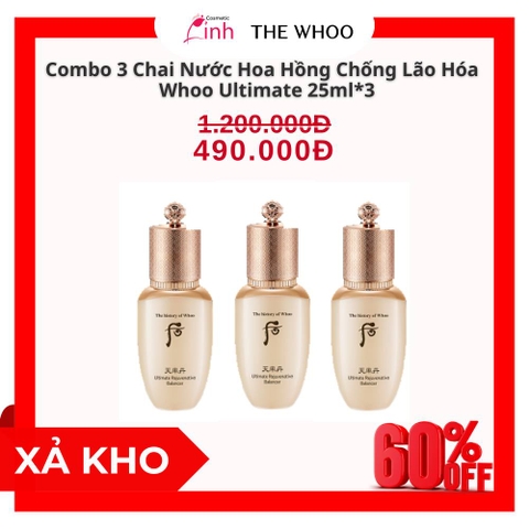 [Combo 3 lọ/ 25ml] Sữa Dưỡng/ Hoa Hồng Chống Lão Hóa Whoo Cheonyuldan Ultimate Rejuvenative
