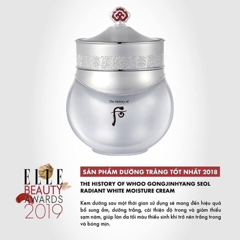 Kem Dưỡng Trắng Da Whoo Gongjinhyang Seol Radiant White Moisture Cream 60ml Nội Địa