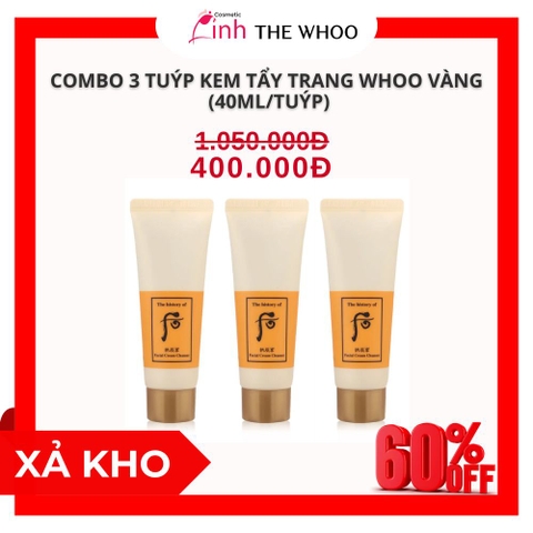 combo 3 tuýp - Kem Tẩy Trang Whoo Vàng Facial Cream Cleanser 40ml