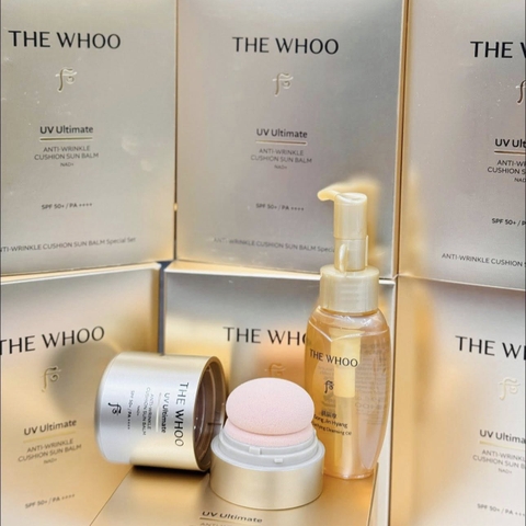 Phấn Chống Nắng The Whoo UV Ultimate Anti Wrinkle  Cushion Sun Balm SPF 50+/PA+++ Special Set